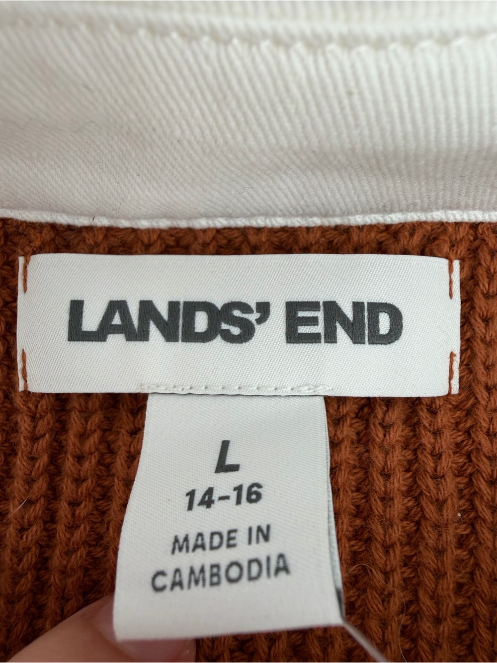 New Lands End Drifter Rugby with Woven Collar Sweater Large - Picture 4 of 8